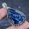 Natural Sodalite Gemstone 925 Sterling Silver Jewelry Pendant 2.17" H2A58