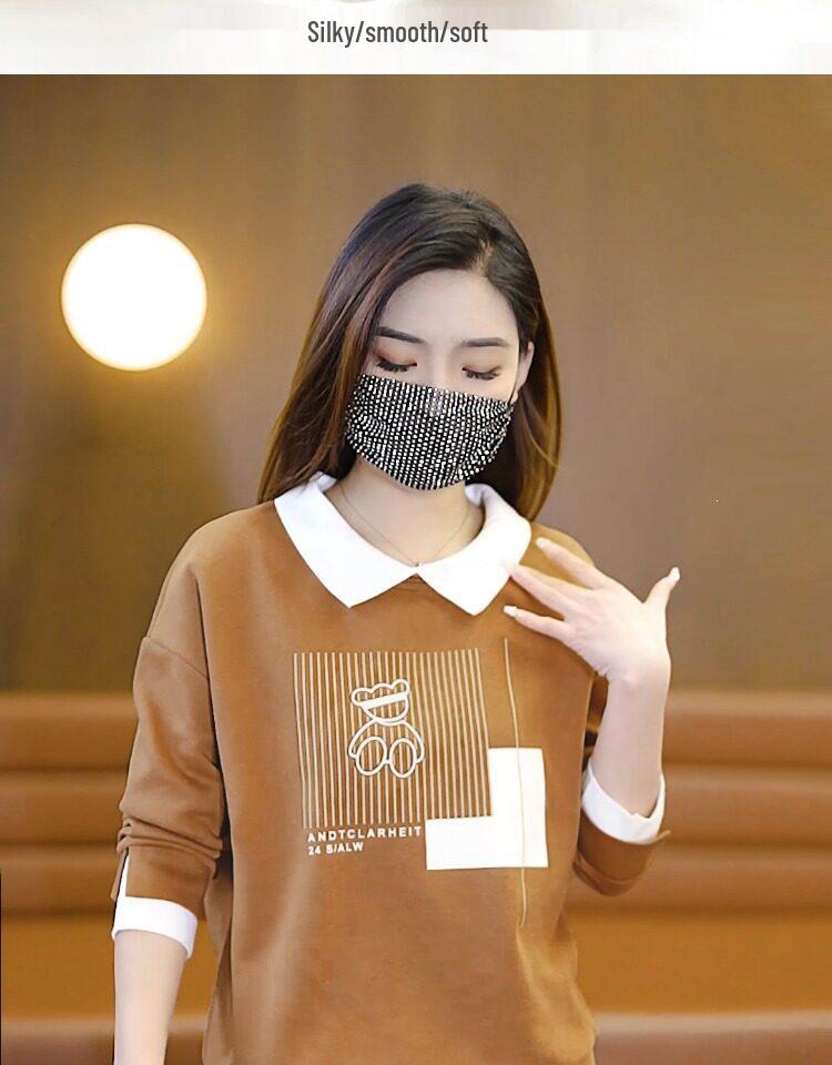 Women's Petite Lapel Polo Hoodie - 2026 Spring/Autumn Loose Fit Plus Size Fashion T-Shirt