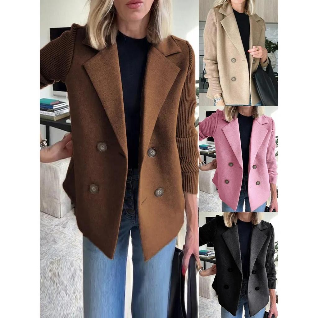 Spring Women's Suit Collar Casual Coat Woolen Coat
