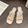 Coarse heel bow shoes women's summer outer wear holiday open-toed slope heel cool slippers