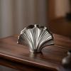 Ginkgo Leaf Vase Sculptural Aluminum Vase Silver Silver-Toned for Decorators, Tabletop, Living Room