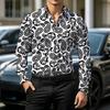 Retro Style Gradient Leopard Print Men's Shirt with Contrasting Print, Slim Fit Long Sleeved, Personalized Street Fashion Shirt