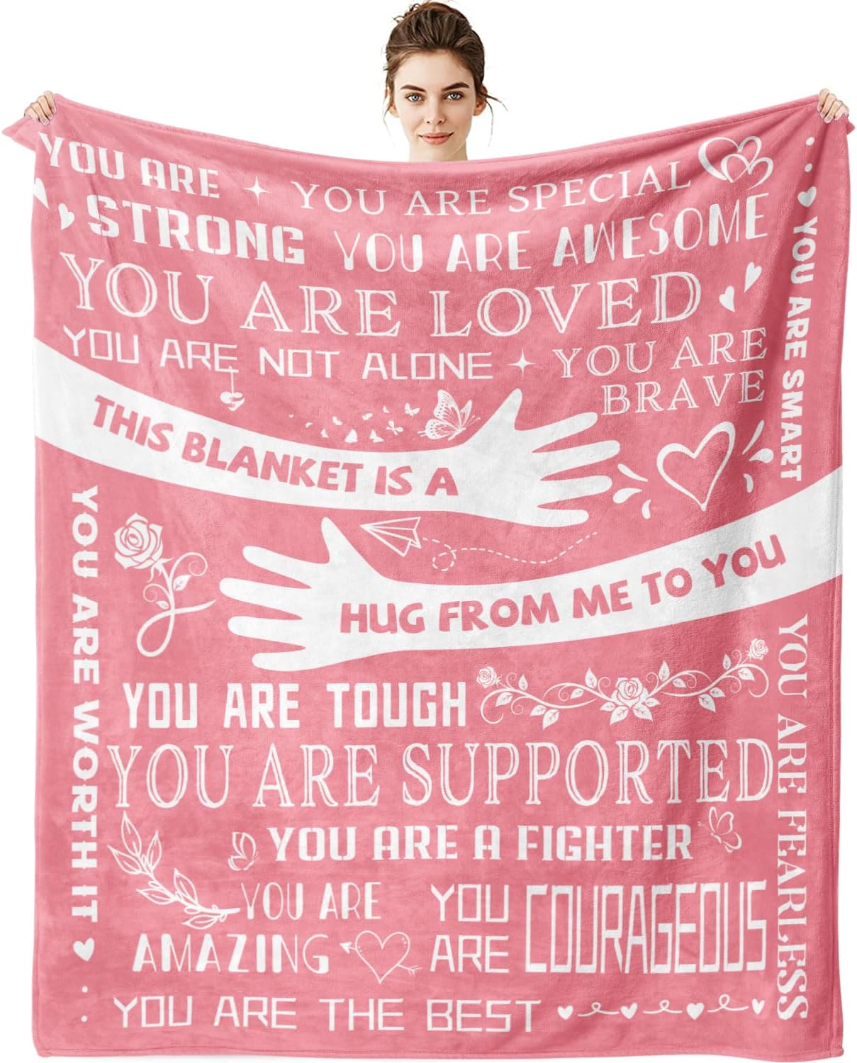 

ZORKET Healing Hug Blanket x Inspirational Gifts for Women Perfect for Chemotherapy Surgery Recovery Teal Color 40x50in