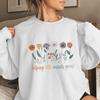 Floral Growth Women's Round Neck Hoodie with Long Sleeves