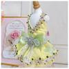 Stylish Yellow Pet Dog Princess Dress, Handmade Floral Bow Outfit for Small Dogs, Premium Apparel for Pet Events & Photoshoots