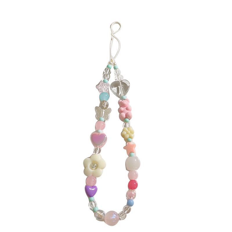 Korea Cute 3D Flower Bear Phone Lanyard For iPhone 15 Samsung Strap Girl Chain Pendant Candy Rope Jewelry Hanging Keychain Charm