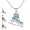 My Shape Skating Shoes Pendant Necklace Ice Skate Shoes Skater Crystal Rhinestone Zircon Charms Fashion Jewelry Girls Women Gift