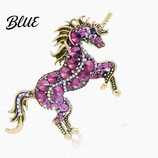 Exquisite Unicorn Accessory Retro Brooch Rhinestones Inlaid Lapel Pin Artistic