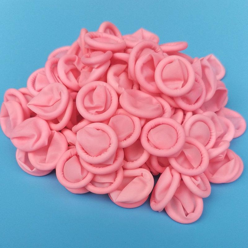 Disposable Beige Latex Finger Cots - Powder-Free, Anti-Static for Beauty & Tattoo Use