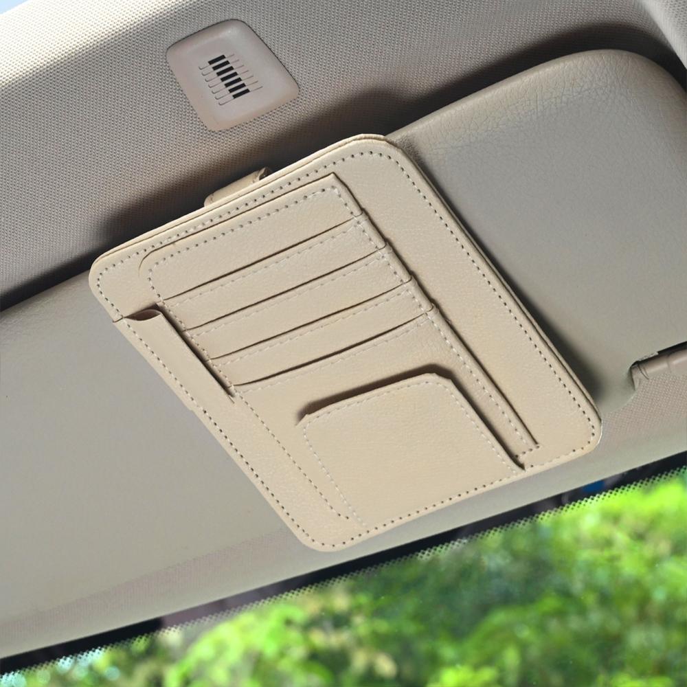 Car Sun Visor Card Clip Sunglasses Storage Box Magic Tape Clip Universal Auto Truck Internal Card Holder Sunshade Accessories
