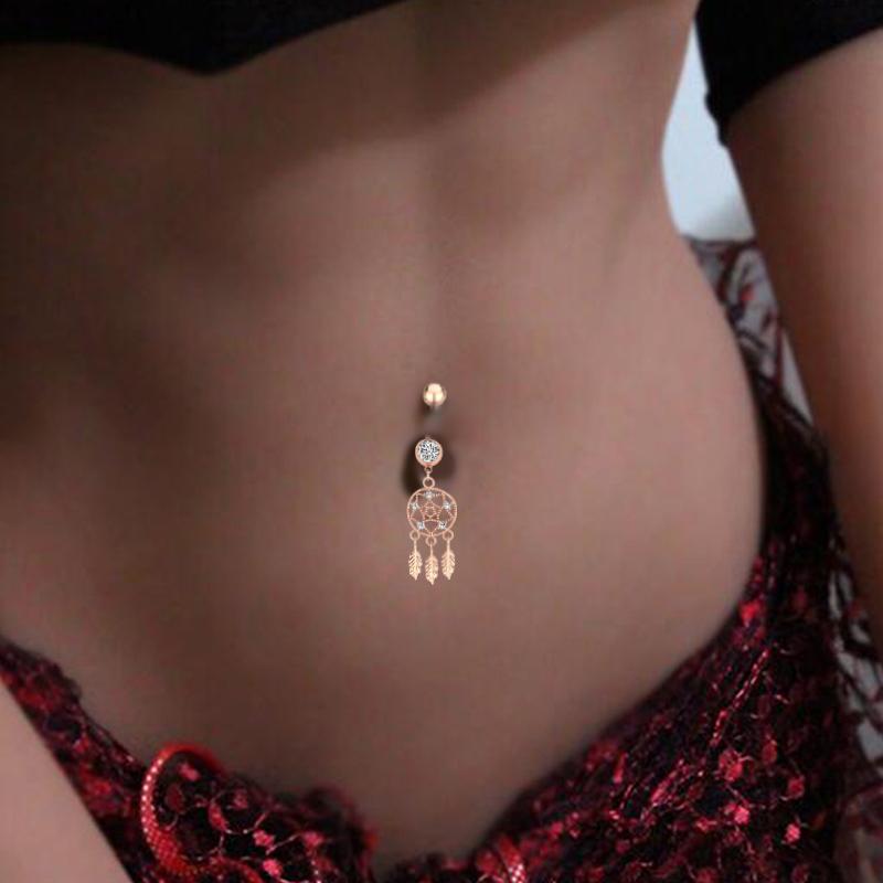 

Кольцо для пирсинга пупка из нержавеющей стали «ловец снов» для тела серебряный