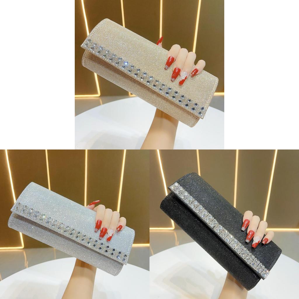 Fashion Glitter Clutch Bag With Rhinestone Embellishments For Evening Weddings And Formal Events