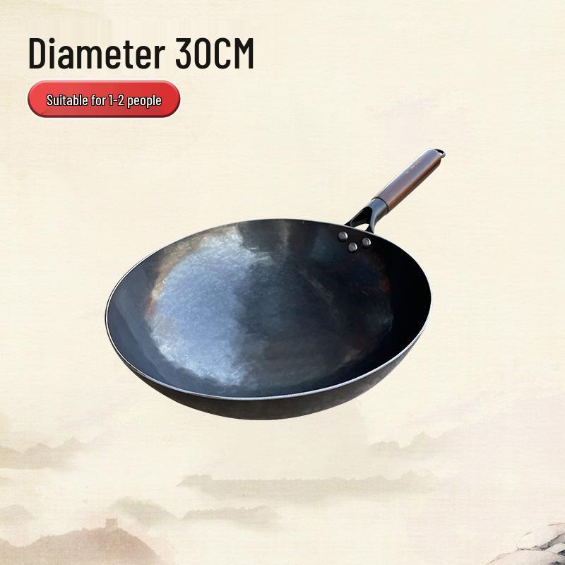 Zhangqiu Handcrafted Non-Stick Round Bottom Wok with Wooden Handle