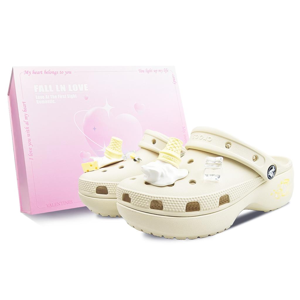 Crocs Classic Platform Clog EVA BNK Simple, cute, fashionable and versatile hole shoes women's gift box model