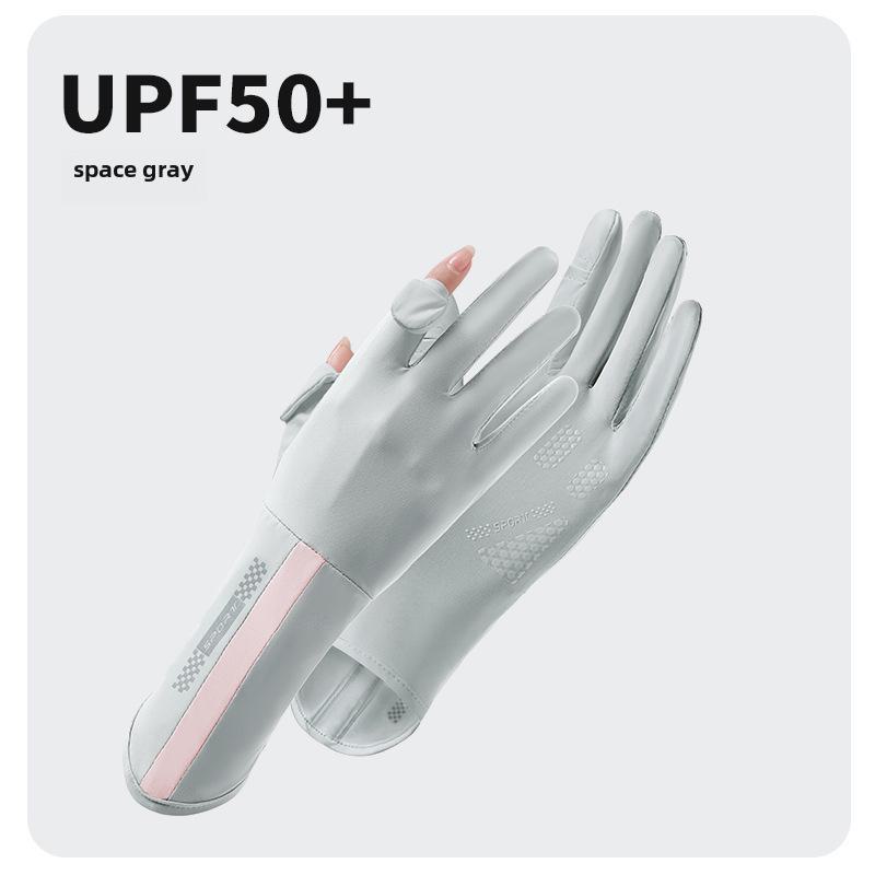 Damskie szybkoschnące rękawiczki z ochroną UV z jedwabiu lodowego z obsługą ekranu dotykowego
