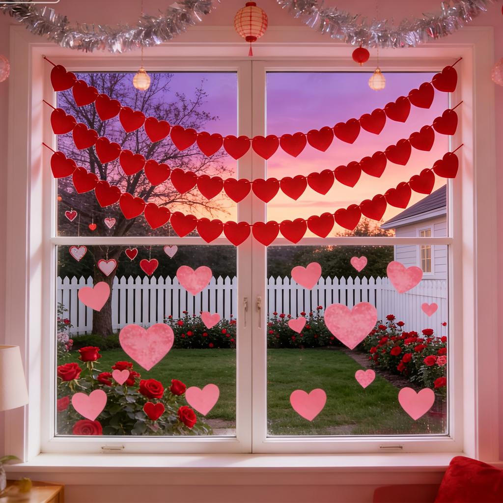 Valentinstagsdekoration, Hängende Herzen, Valentinstagsbanner, Hängende Valentinsgirlande, Valentinstagsdekorationen