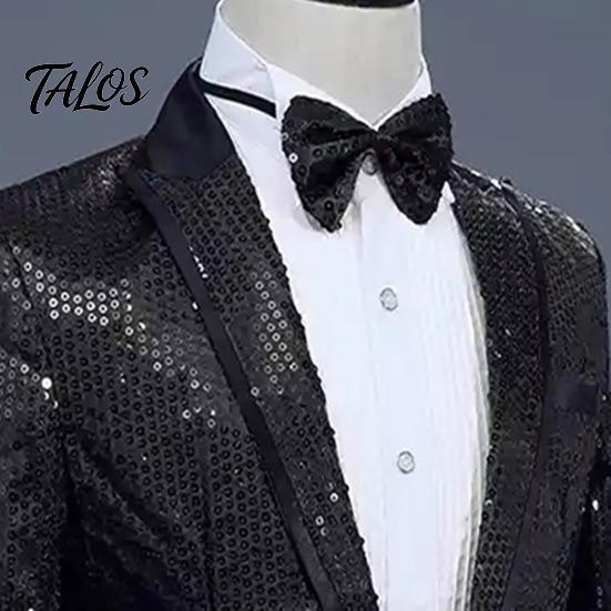 Adult Child Formal Wear Sparkly Sequin Bow Tie, Adjustable Glitter Necktie for Men, Shining Magic Show Tie Shiny Pre-Tied Neck Ties Banquet, Carnival