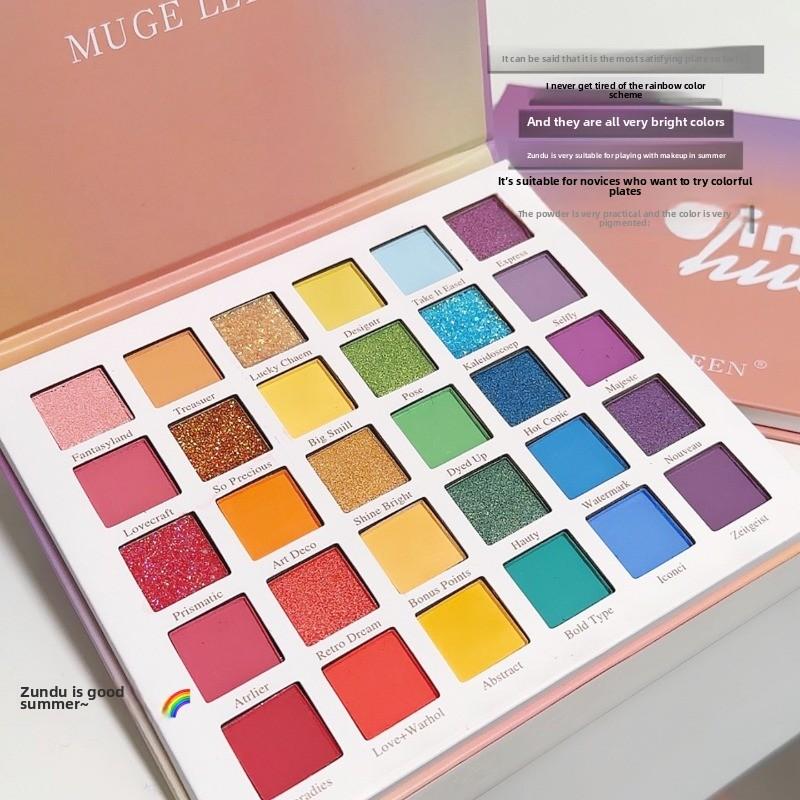 

Палитра теней для век радужных цветов, сверкающие перламутровые матовые глянцевые листы, детский сценический макияж, тени для век, косметический макияж