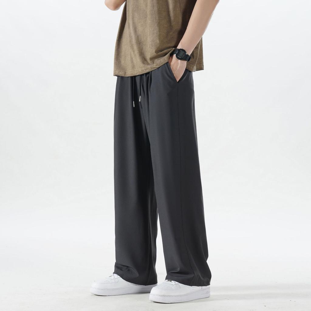 Enbu summer new men's loose ice silk thin casual sports straight wide-leg couple sunscreen pants