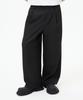TRILLION One-Pleat Stripe Button Strap Wide Slacks [Black]