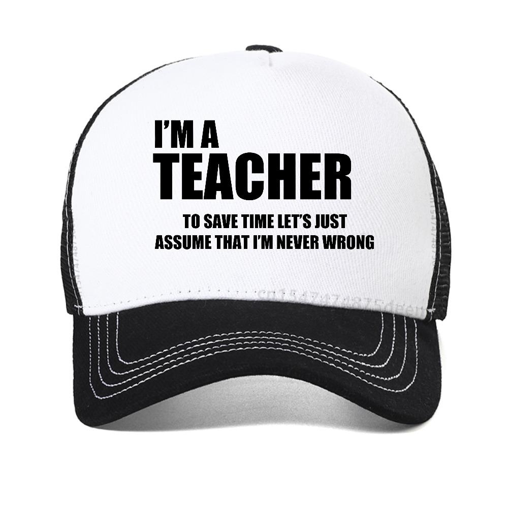 Fashion Harajuku I'm A Teacher To Save Time Print baseball caps Casual Women mesh Snapback hats adjustable mesh trucker hat