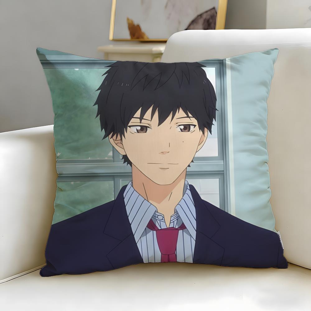 classic manga Ao Haru Ride Cushion Cover Soft & Easy-Wash Pillow Case – Versatile for Couch, Bed, Travel and Office