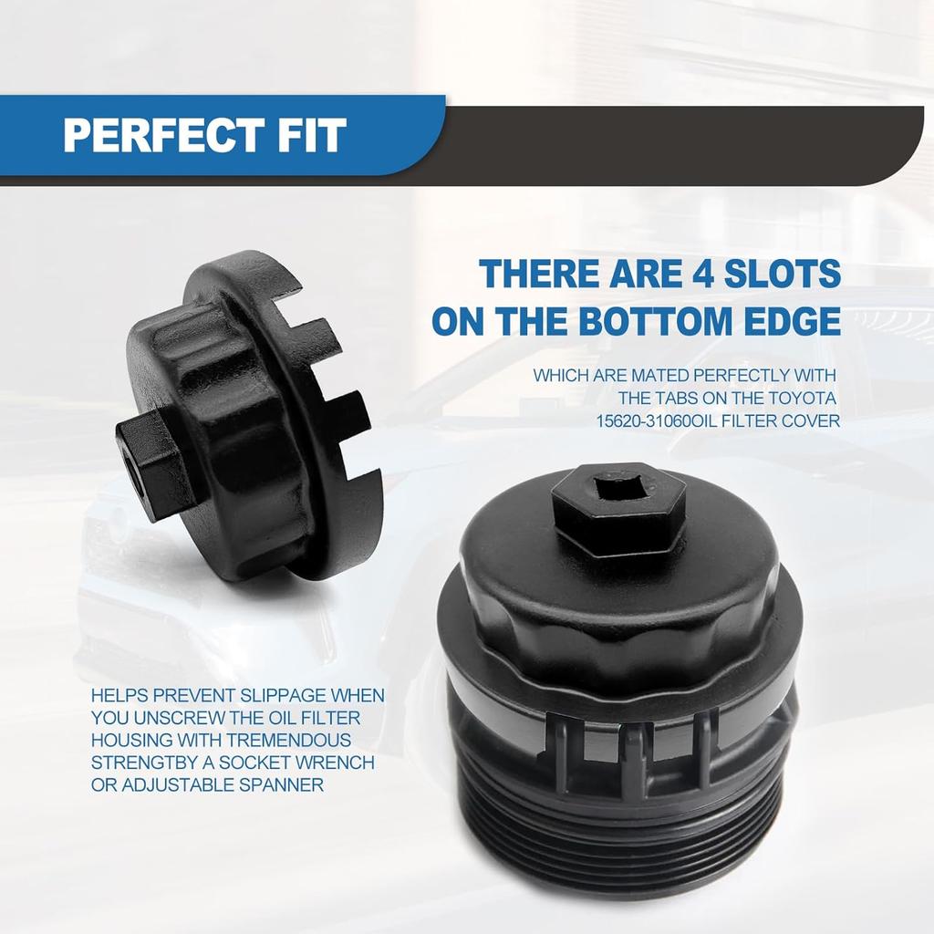 Oil Filter Cap Removal Tool Compatible With Toyota, Lexus, RAV4,Camry, Tundra, Highlander, Sienna-Heavy Duty Cup Oil Filter Cap Removal Socket For