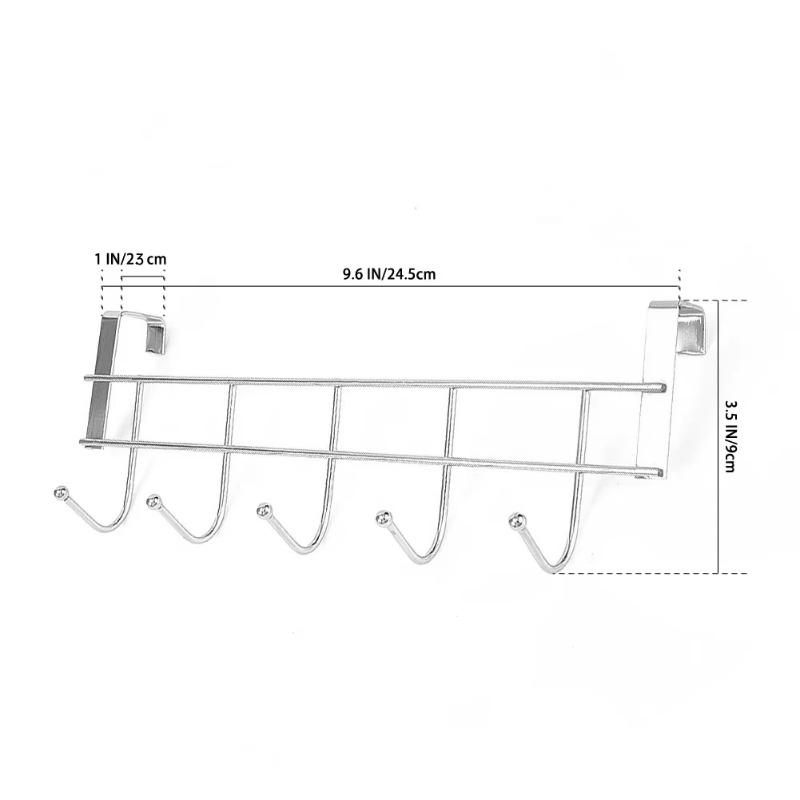Stainless Steel Hook Cabinet Door Back Rack, Small Door Hooks, Room Clothing and Towel Storage Rack