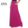 Long Skirt Women Maxi Adjustable Drawstring High-Waisted Solid Color Casual with Pockets Work