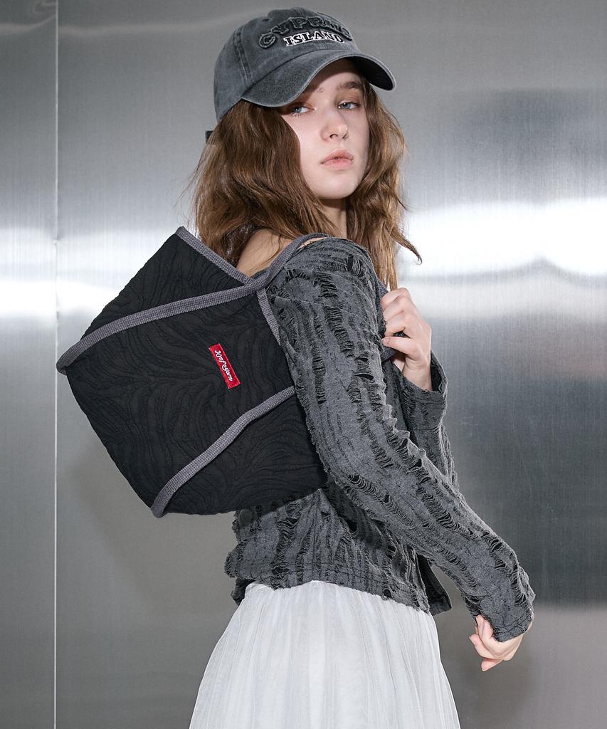 Krafyarn 2-Way Tote Bag Crossbody Bag Black Zebra
