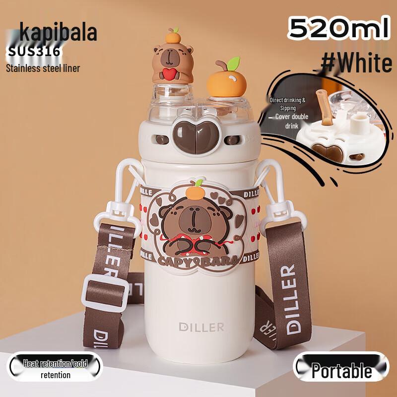 Diller Capybara 520ml Dual-Drink Straw Cup