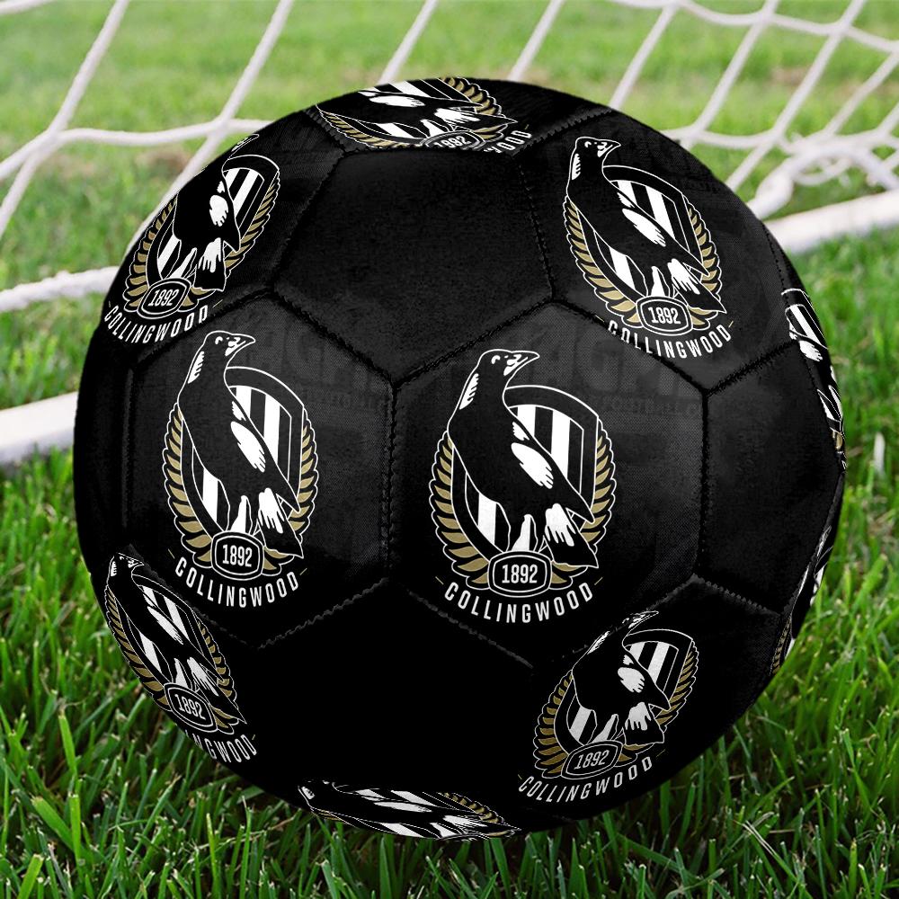 SIZE 5 Collingwood Magpies Soccer Ball Colorful All Ages Machine Stitched PVC Competition Ready Durable High-Bounce