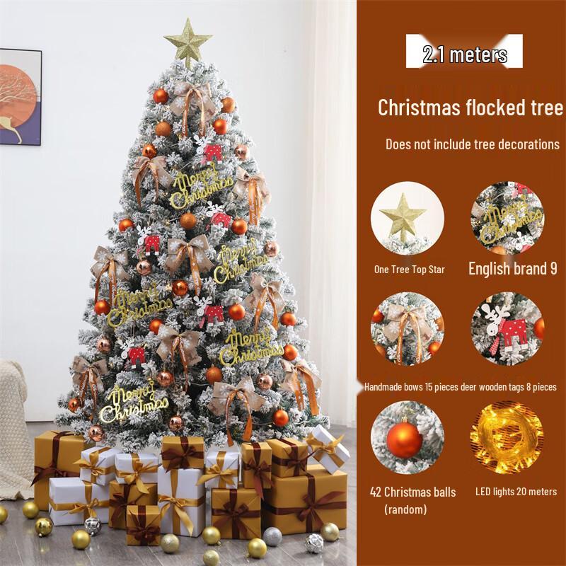 

Flocked Christmas Tree Decoration Set