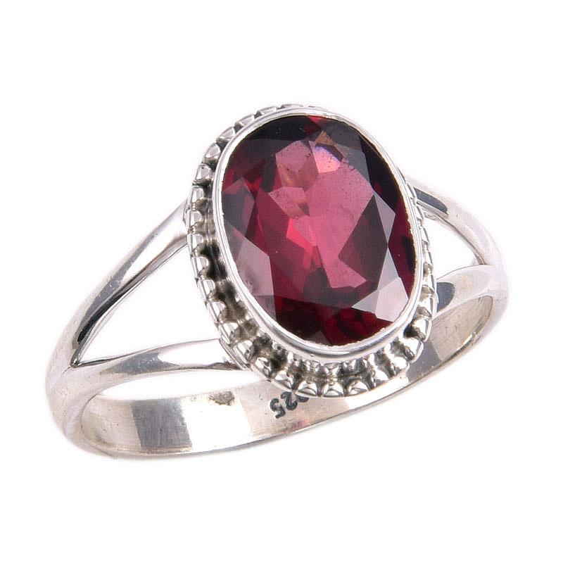Natural Garnet Gemstone Handmade 925 Solid Sterling Silver Gift Ring S.10 H5h07