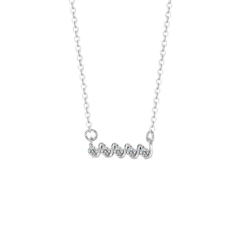 Temperament Mosan Diamond Spiral Necklace, Female Minority Design Sense, New Advanced Sense Collar Chain
