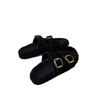 Retro belt buckle fluffy slippers women wear new thick bottom height increase one pedal lazy drag