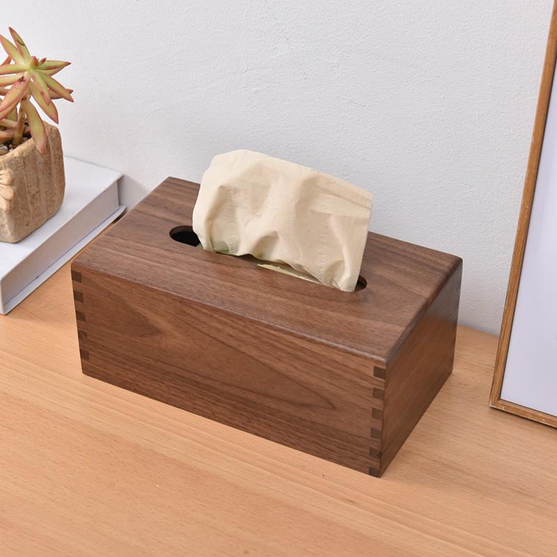 Black Walnut Solid Wood Tissue Box - Living Room Desktop Napkin Holder