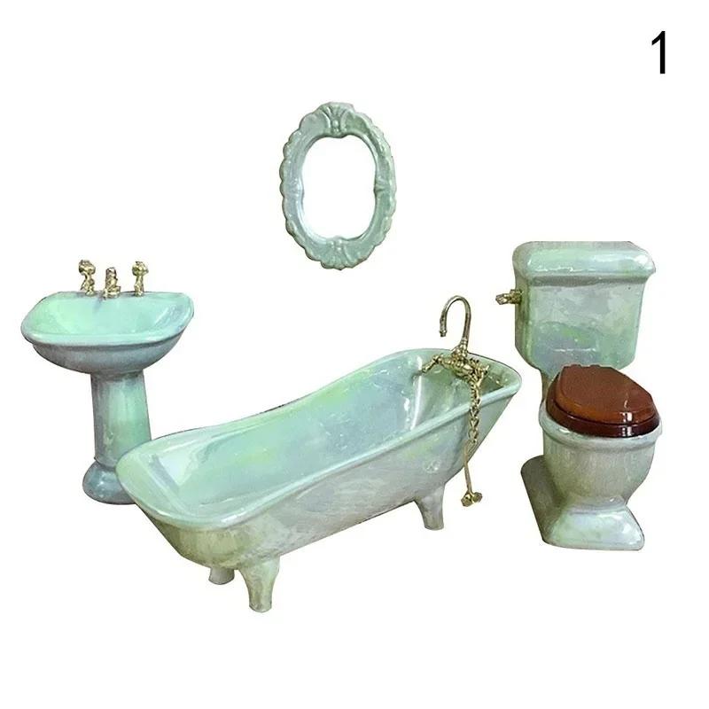 

1:12 МИНИ Кукольный домик Миниатюрный Набор для ванной комнаты Мини Мебель Керамическая Имитация Ванны Зеркало Раковина Украшение Кукольного домика 1