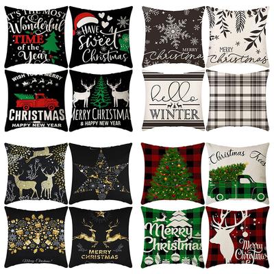 Sofa Christmas Pillowcase Home Bedside Cushion Linen Short Plush Printed Halloween Pillowcase