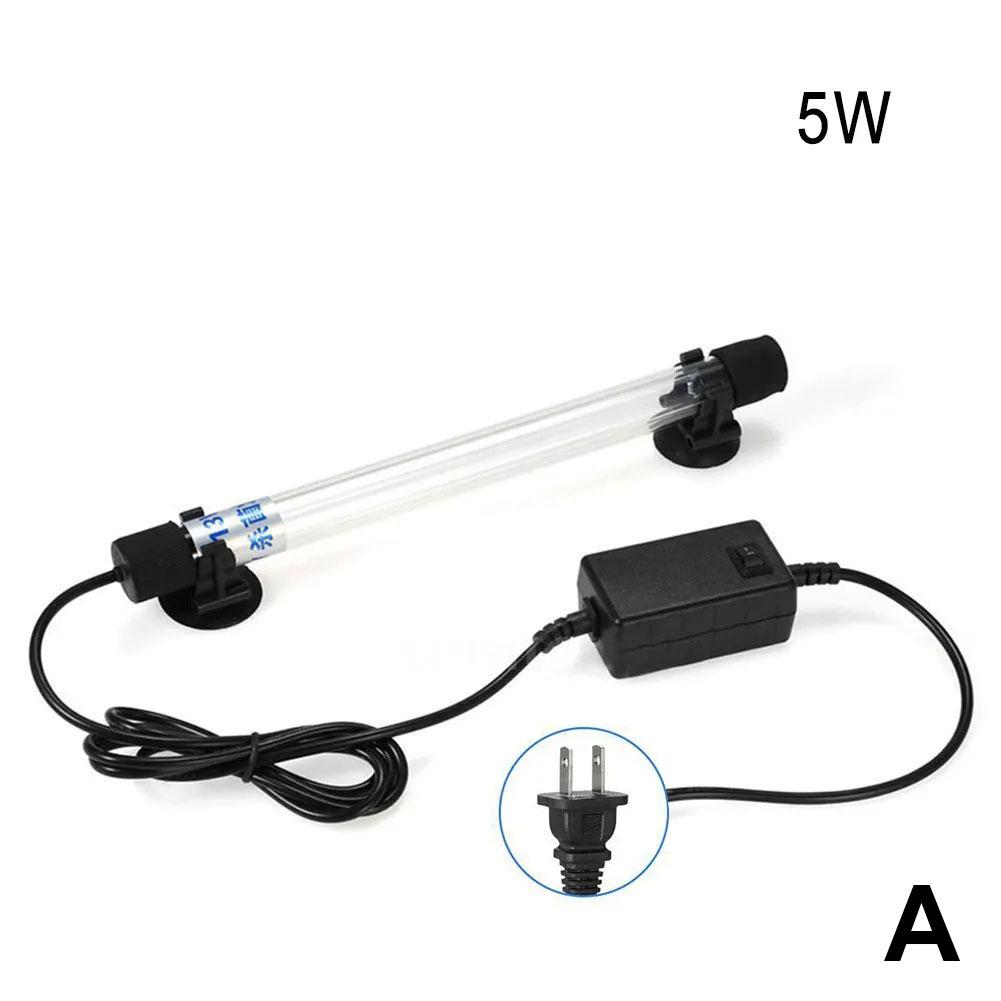 Fish Tank UV Light Sterilization Lamp Submersible Ultraviolet Sterilizer Water For Aquarium Dis D2Y9