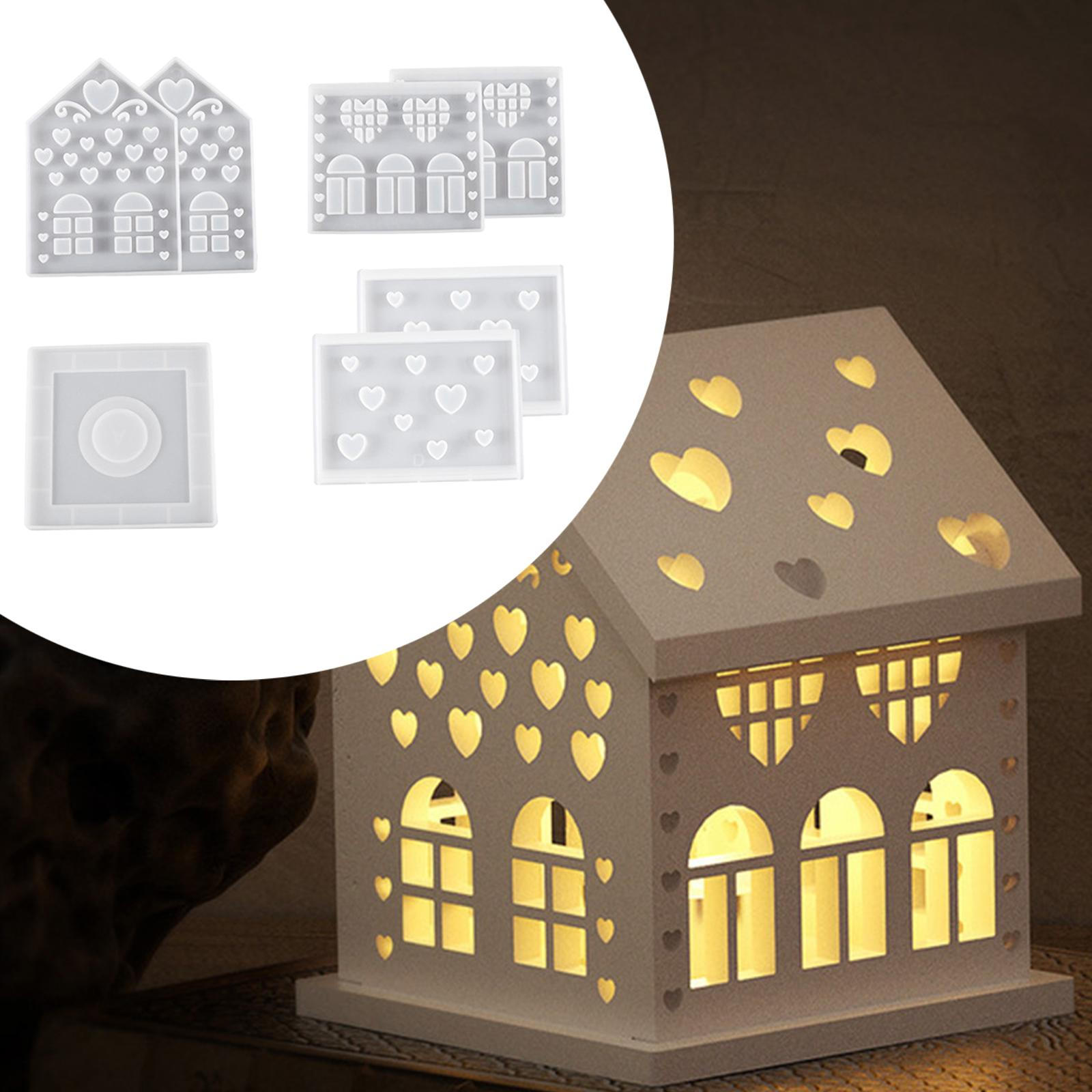 

3D Дом в форме силиконовой модели Контейнер для конфет Глина Многофункциональная эпоксидная смола Свеча 7PCS