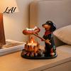 Cute Animal Candle Holder Campfire Tealight Holder Durable Resin with Cat Orange Fox And Dachshund Figurines Warm Cozy Atmosphere Decorative Stand