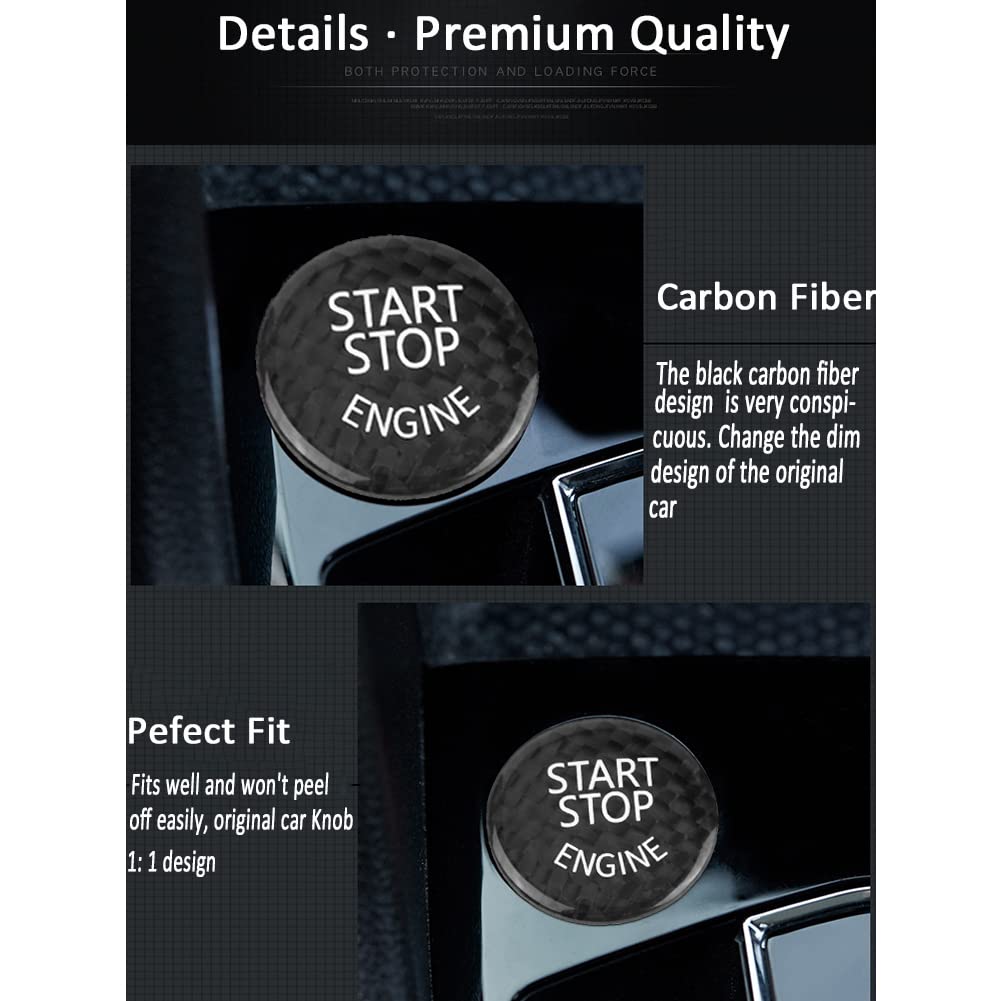 Car Engine Start Stop Button Switch Cover Trim Black Carbon Fiber Ignition Key Ring Sticker Fit for 3 Series E90 E91 E92 E93 E60 E83 E84 X5 X6 E70