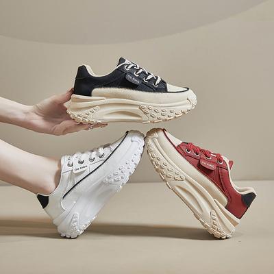 Chaussures de sport décontractées pour femmes, résistantes à l'usure et antidérapantes, semelle épaisse pour plus de hauteur, chaussures décontractées vulcanisées