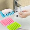 5pcs/set Free Punch Soap Box Silicone Draining Soap Holder Creative Kitchen Bathroom Countertop Non-slip Shelf