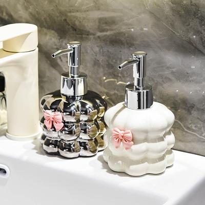 Floral Soap Dispenser Hand Washing Liquid Bottle Bathroom Shower Gel Press Ceramic Lotion Shampoo Bottle Bathroom Accessories