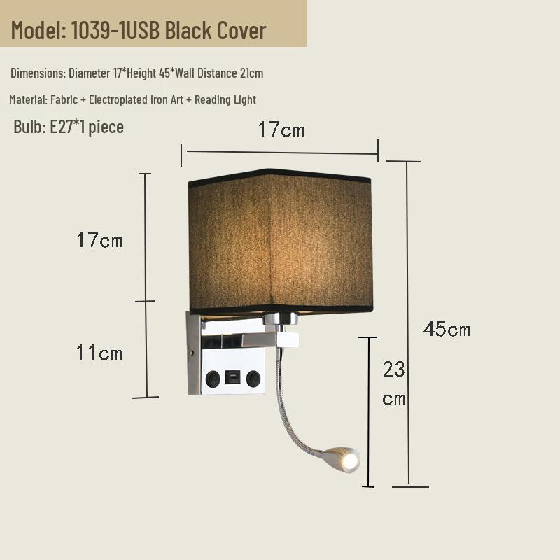 USB Charging European Style LED Wall Lamp for Indoor Use - Ideal for Hotels and Bedrooms