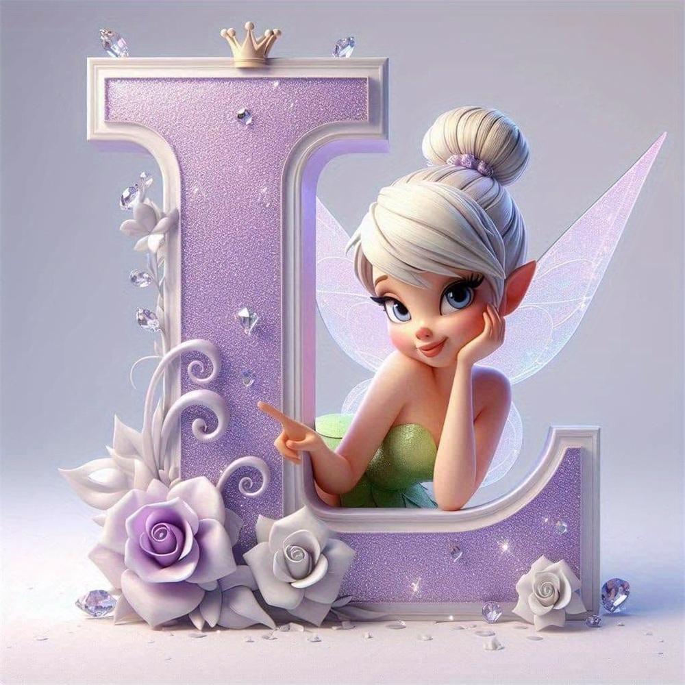 Disney Kreskówkowa Malowanie Diamentami Dzwoneczek Księżniczka 26 Liter Obrazki z Dżetów Mozaika Diamentowa Motyl Zestawy Rękodzieła Sztuka Ścienna