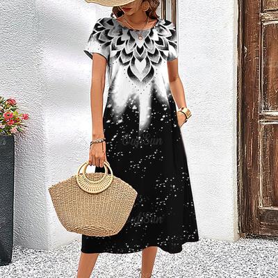 New Women's Dresses Graphic Print Elegant & Beautiful Midi Dresses Plus Size Female Summer One-piece Dress