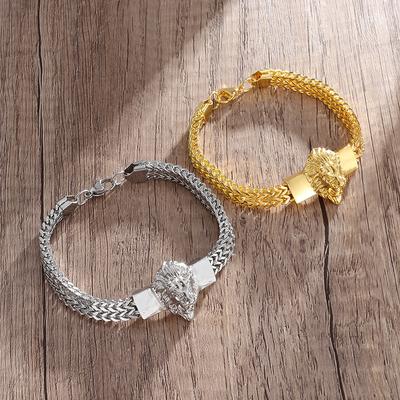 Lion Stainless Steel Geometric Striped Bracelet European and American Couples Clothing Fittings Are Unique